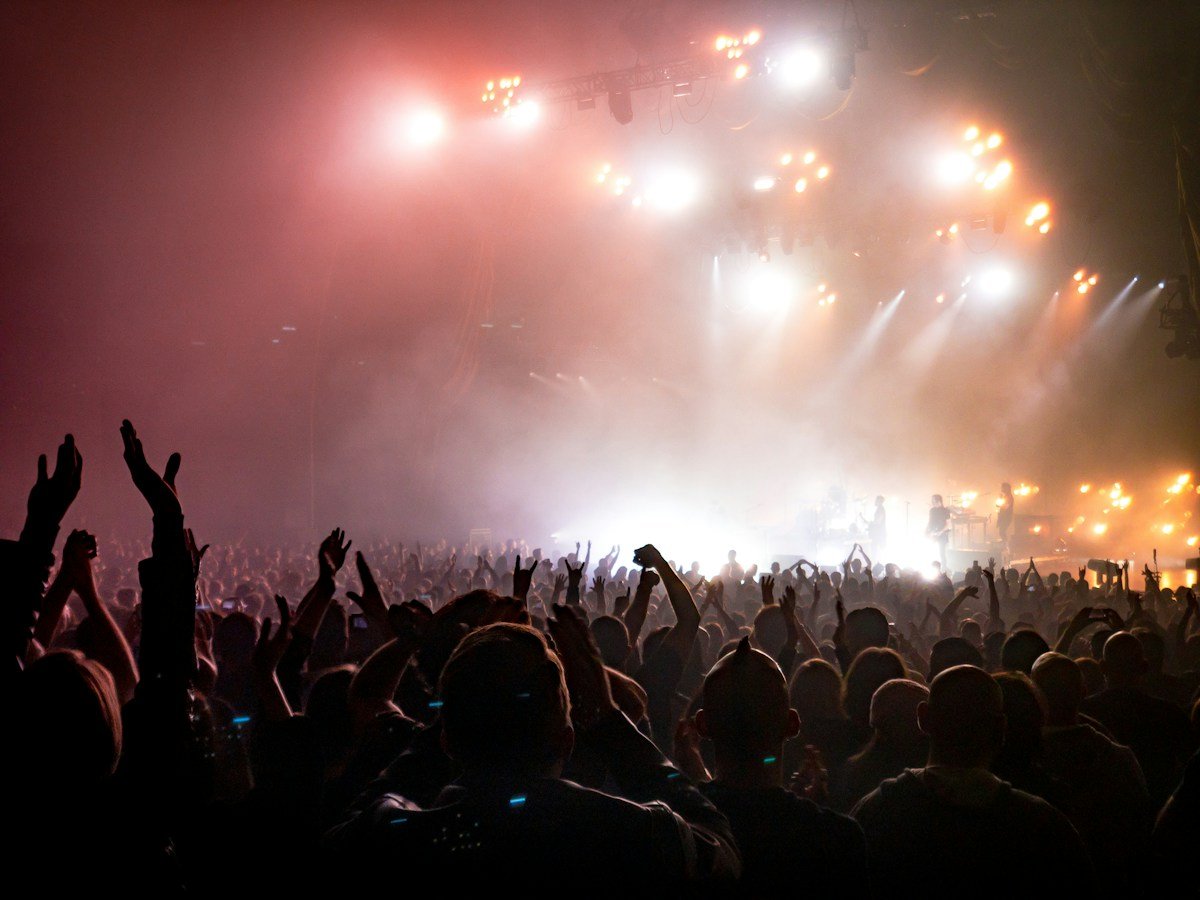 Concert lights over an audience
